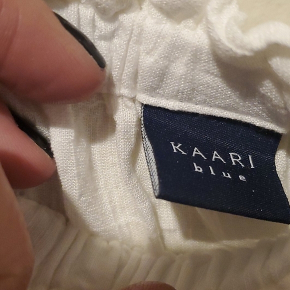 ❤KAARI BLUE ON/OFF SHOULDER  PEASANT TOP - Picture 3 of 4
